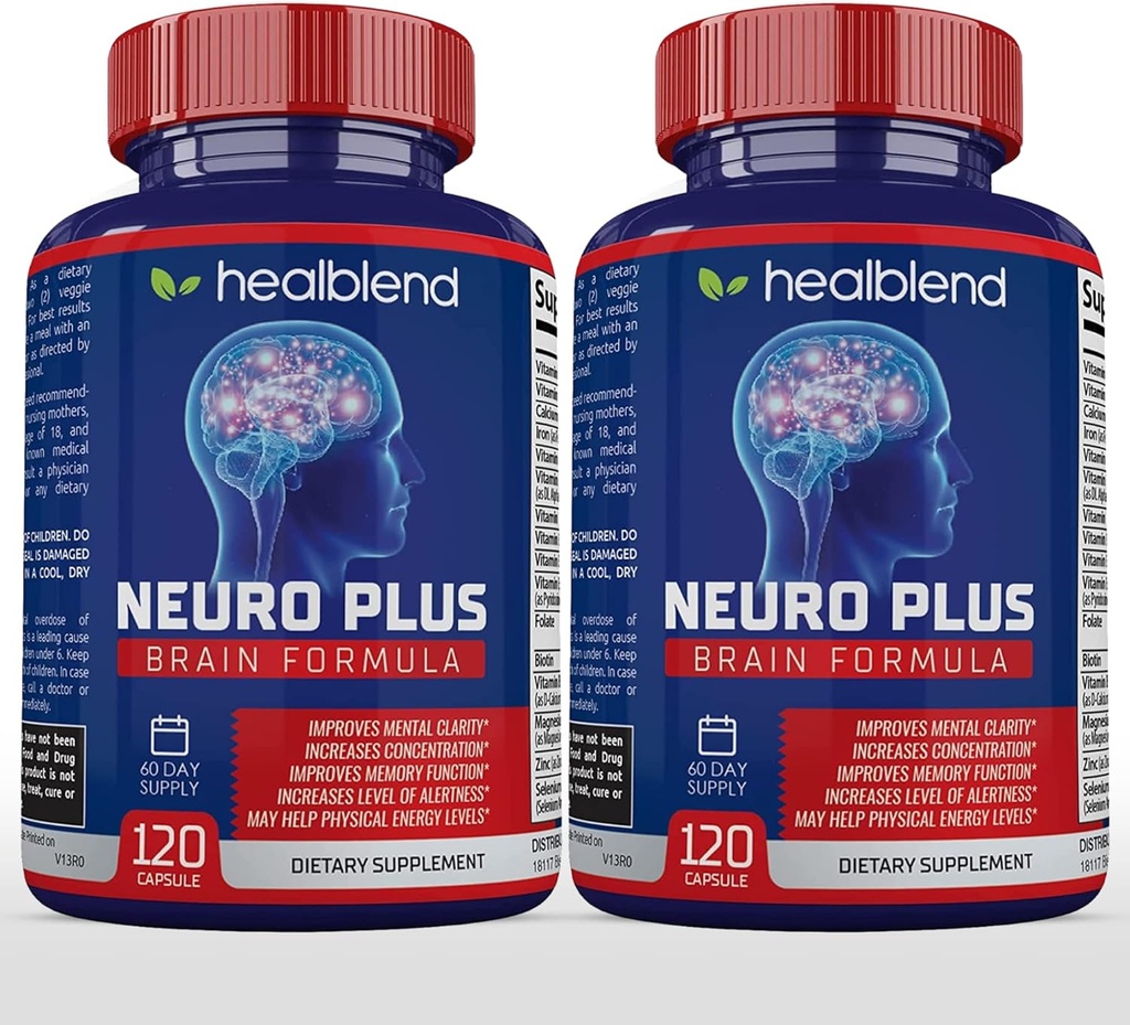 Neuro Plus Formule Cerveau et Focus - Supplément Cerveau Nootropique, soutient la santé cérébrale, la clarté mentale et Focus - Améliore la concentration et l'énergie mentale – 120 Capsules (2)
