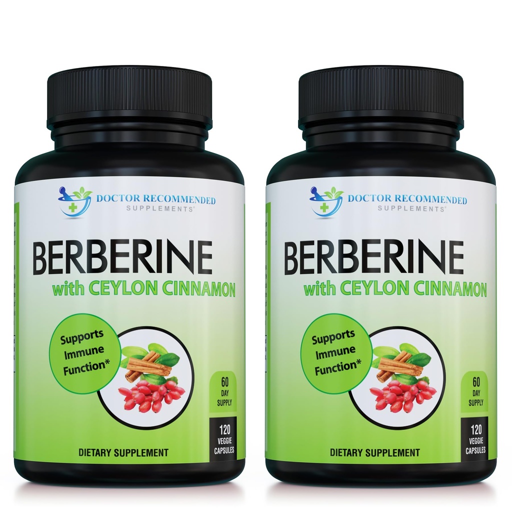 Berberine mit Ceylon Cinnamon - 1200mg Berberine & 100mg Organic Ceylon Cinnamon - 120 Veggie Kapseln, Gesunde Immunsystem Herz-Kreislauf- und Gastrointestinal Wellness (Pack von 2)