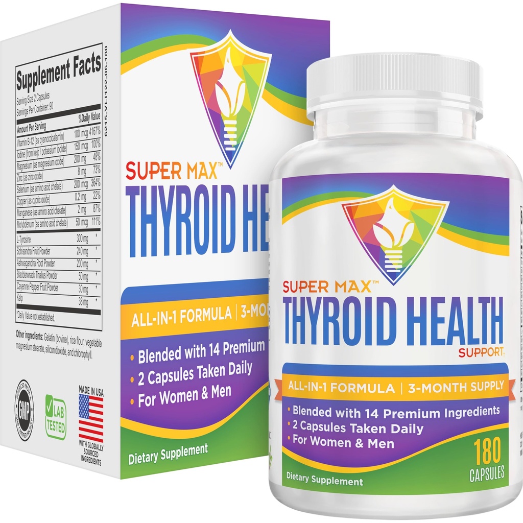 3-Mois Thyroïde Support Supplément (All-in-1) Formule avec 14 ingrédients actifs