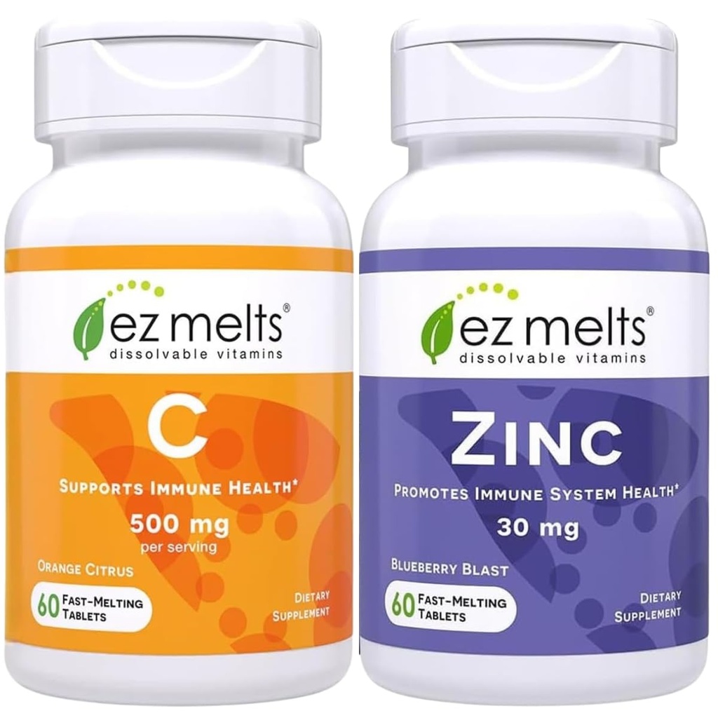 EZ Melts Vitamin C and Zinc Bundle, Sugar Free, 1-2 Months Supply