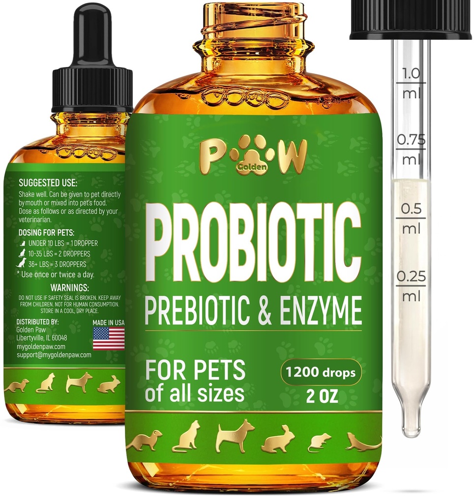 Probiotici liquidi per cani e gatti di tutte le età | Probiotici per cani per fornire equilibrio di digestione | Miscela prebiotica per l'assorbimento alimentare armonioso | 3 miliardi di CFU | Flavor | 2 Oz