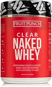 Naked Clear Whey Protein Isolate, Fruit Punch, Iso Protein Powder, No Gmos oder künstliche Süßungsmittel, Glutenfrei, Sojafrei - 28 Servierungen