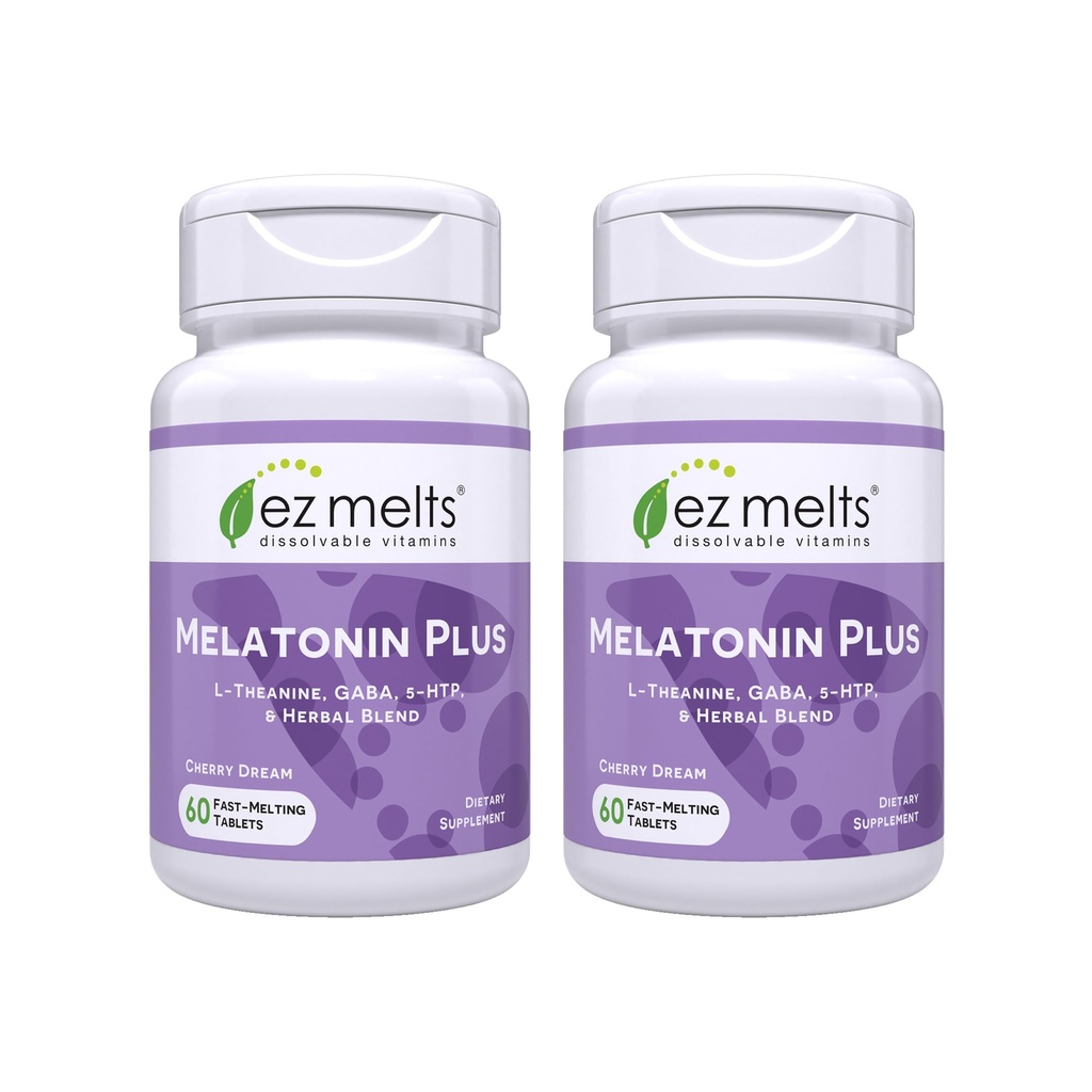 EZ Melts Melatonin Plus - Calming & Sleep Support Supplement with Lemon Balm Extract & Passion Flower - Non-GMO & Vegan - Cherry Dream - 120 Dissolvable Tablets (120 Servings)