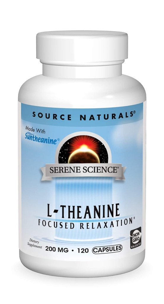 Source Naturals Serene Science L-Theanine, faite avec la Suntheanine, pour la relaxation ciblée, 200 mg - 120 Capsules
