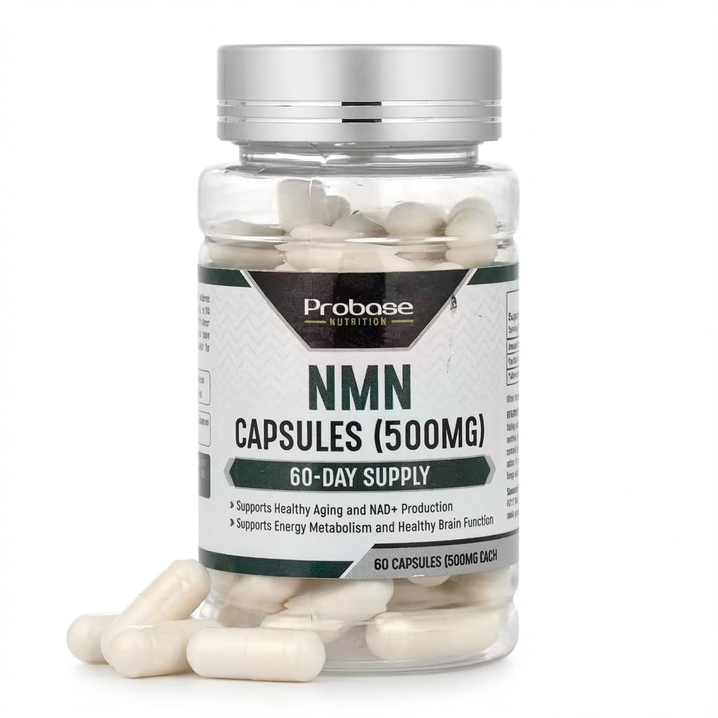 Probase Nutrition Longevity Pure NMN Capsules 60 Count (500mg Each) - Ultra-Pure, Fully Stabilized, Pharmaceutical Grade NMN to Boost NAD+, Nicotinamide Mononucleotide Capsules (Packaging May Vary)