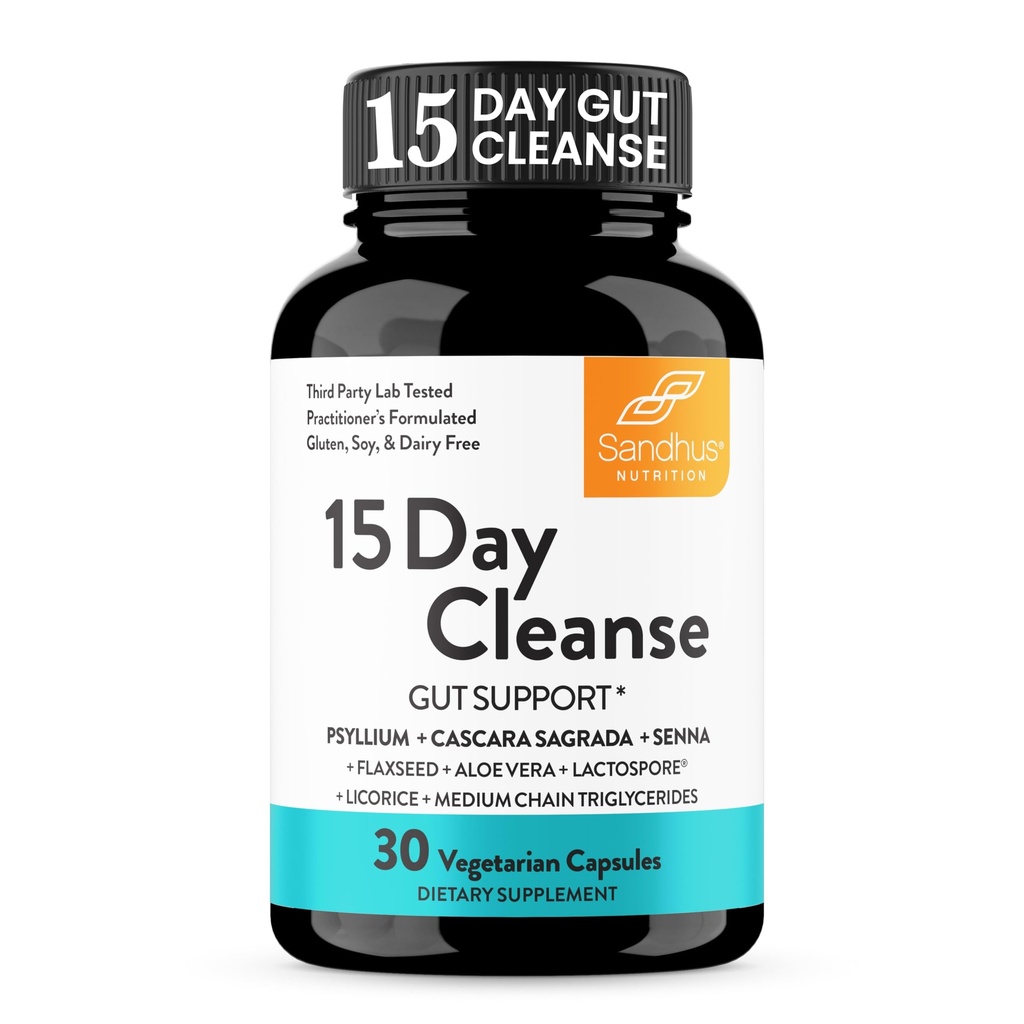 Sandhu's 15 Tage Gut Cleanse Colon Detox für Frauen & Men Support unterstützt Colon Cleansing & Digestive Health| Senna, Cascara Sagrada, Psyllium Husk & Probiotics| 30 Kapseln Nahrungsergänzung, 15 Tage Versorgung