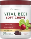 Carlyle Beet Root Soft Chews | 500mg | 60 Count | Mixed Berry Flavor | with Nitric Oxide | for Men & Women | Non-GMO, Gluten Free Supplement