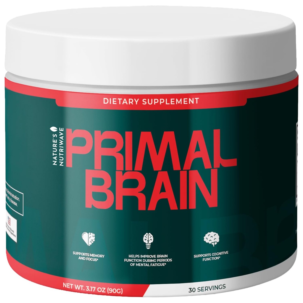 Primal Brain – Daily Fiber & Nutrient Powder with Baobab, Konjac Glucomannan, Spermidine & L-Arabinose – Non-GMO Formula – Made in USA – 3.17 oz, 30 Servings, 1 Month Supply
