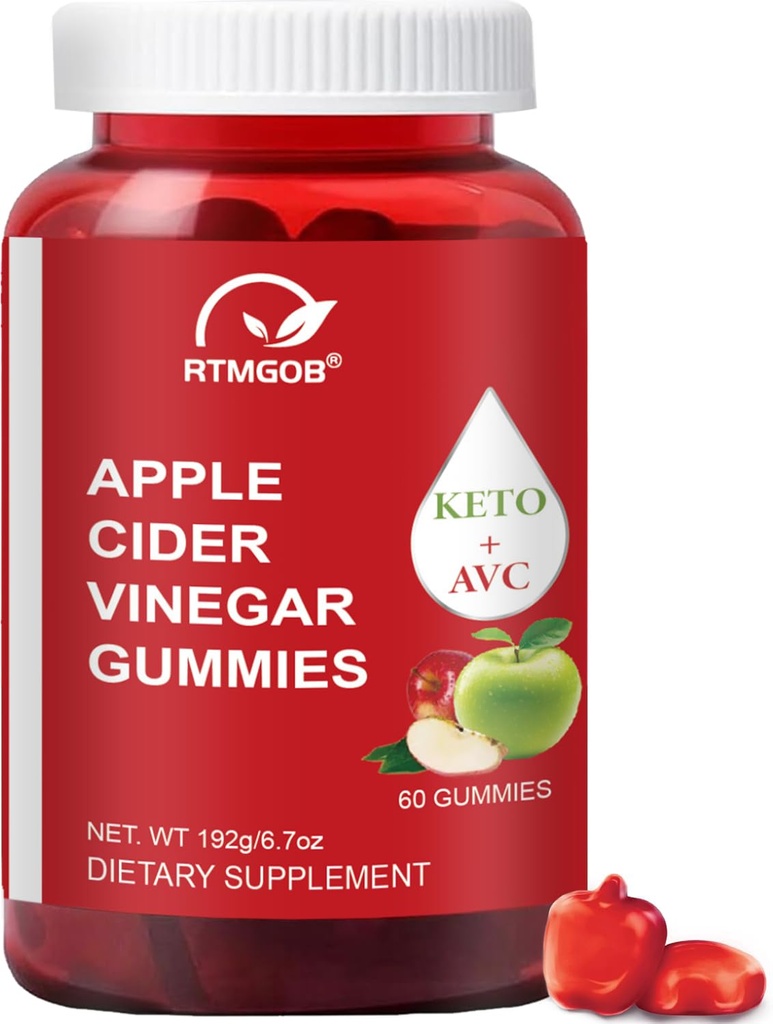 Apple Cider Vinegar Gummy, Vitamin B12, 1000 mg, Apple Flavor, Vegan, Non-GMO, Gluten Free Supplement-60 Gummies
