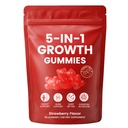 5-in-1 Growth Gummies, with Calcium, Vitamin D3 & K2, Amino Acids,Daily Immune & Bone Support, Strawberry Flavor, 60 Gummies (Pack of 1)