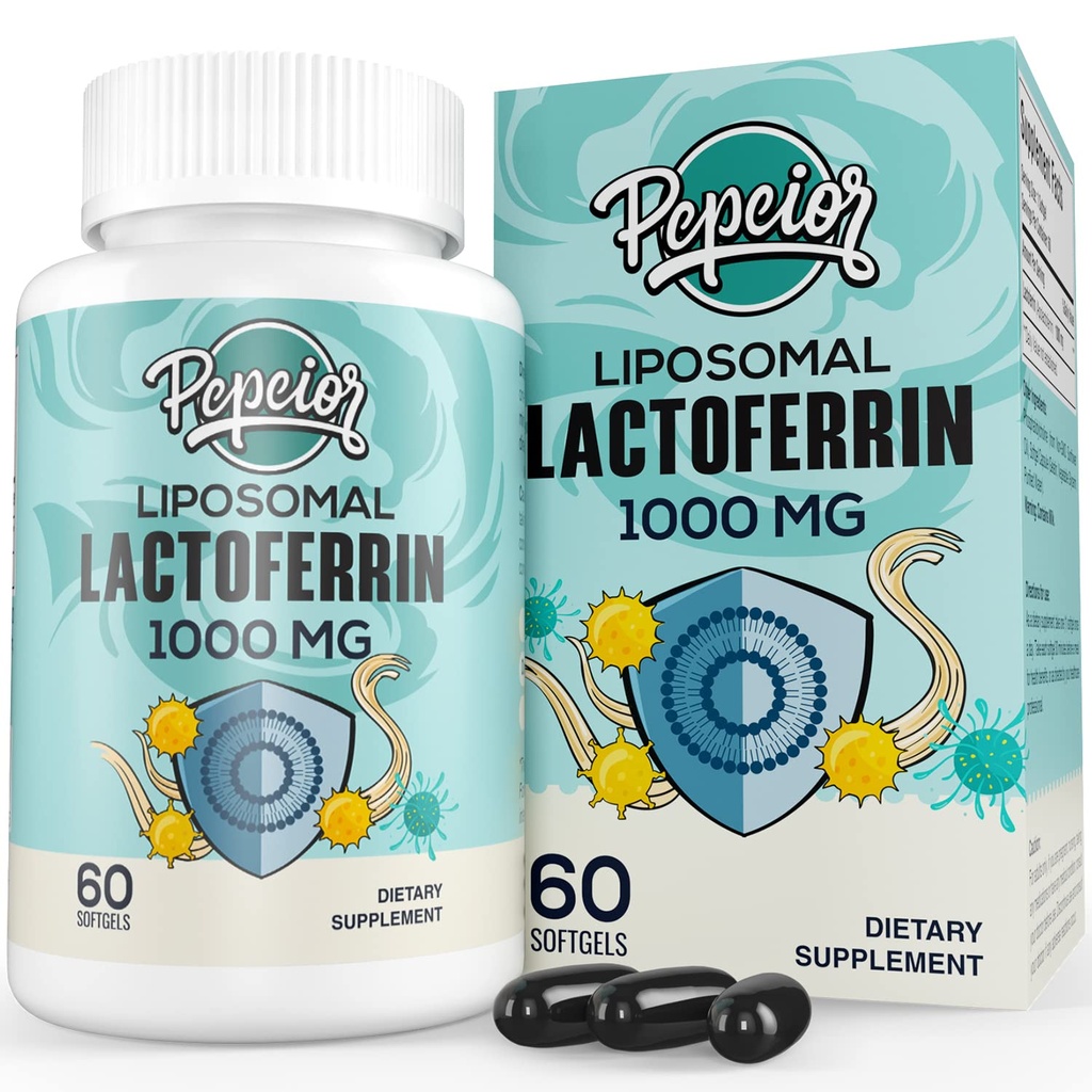 Liposomal Bovine Lactoferrin 1000 mg - Höhere Absorption - für Eisen Absorption & Immunfunktion Lactoferrin Ergänzungen für Erwachsene, 60 Softgele
