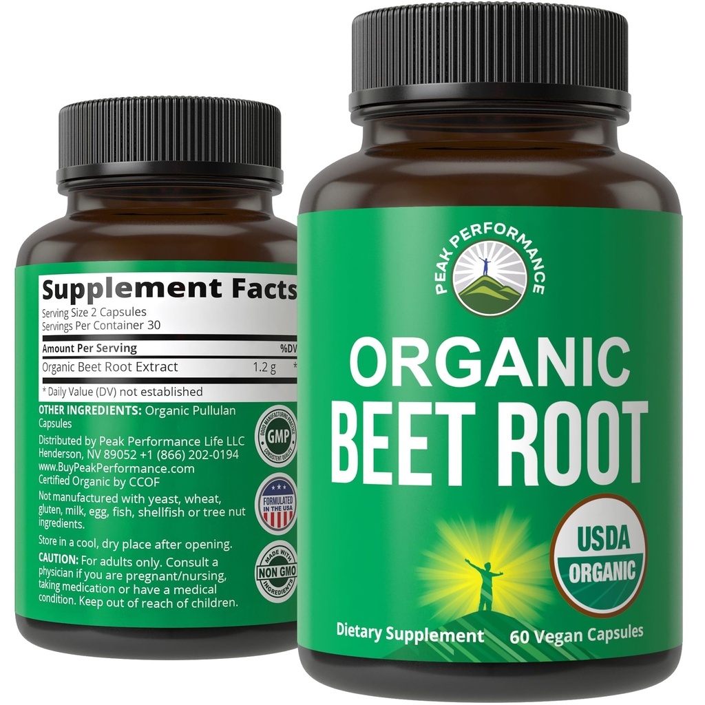 USDA Organic Beet Root Vegan Kapseln. Beets Juice Powder Super Food Pills 1200 mg. Nitric Oxide Energy Boosting Beetroot Extract Kapseln. Polyphenol Support Supplement für Frauen und Männer