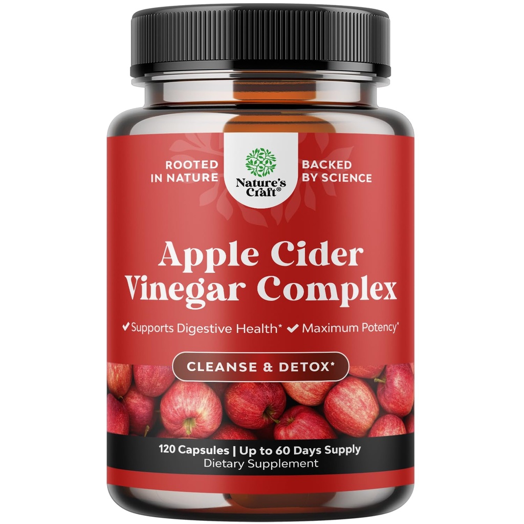 Pulire capsule di aceto di sidro di mele - ACV Cleanse and Detox Pills for Gut and Digestive Health with Slimming Cayenne - Capsule ACV ad alta resistenza per la pulizia del fegato e il disintossico del corpo intero (60 Servings)