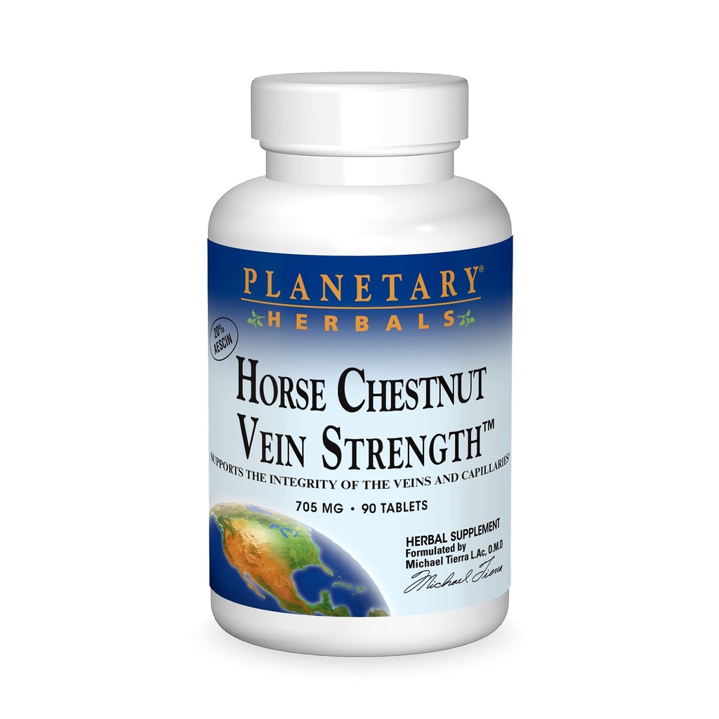 Planetary Kräuter Pferde Chestnut Vein Stärke 705mg, unterstützt die Integrität der Venen und Kapillaren 90 Kapseln
