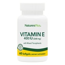 NaturesPlus Vitamin E - 400 iu Gemischtes D-Tocopherol, 60 Softgels - Einfach zu spülen Vitamin E Supplement, abgeleitet von natürlichem Sojaöl - Frei-Radische Verteidigung - Glutenfrei - 60 Servierungen