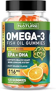 Huile de poisson Omega 3 Gummies avec EPA & DHA de poissons sauvages - Triple force Omega 3 Huile de poisson Gummy, soutient le coeur sain, le cerveau et le système immunitaire, sans Burp & naturel - 60 Gummies, 30 jours d'approvisionnement