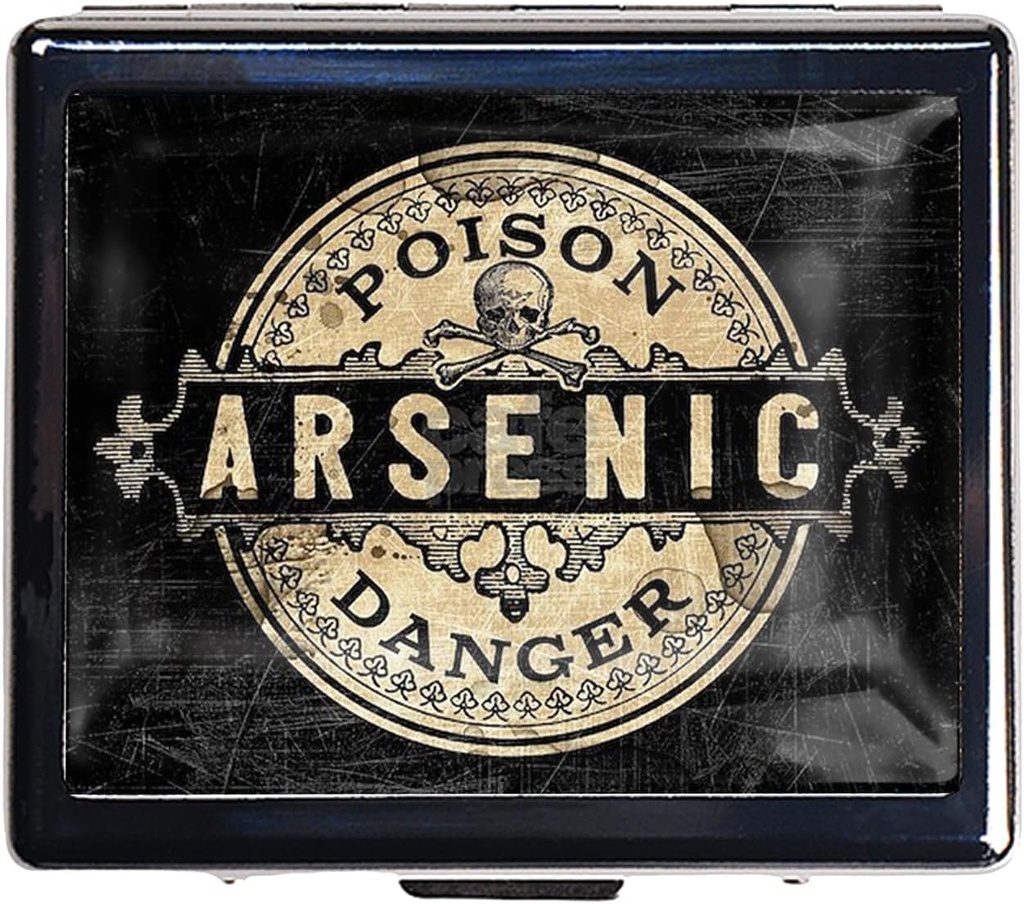 7 giorni Chromed Shiny Silver Pill Organizer con Specchio Inside Ha 8 scomparti separati Rectangle 7 giorni Pill Box Pill Case (Arsenic Vintage Style Poison Label)