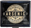 7 Jours Chromed Silver Pill Organizer avec miroir à l'intérieur a 8 compartiments séparés Rectangle 7 Jours Pill Box Pill Case (Arsenic Vintage Style Poison Label)