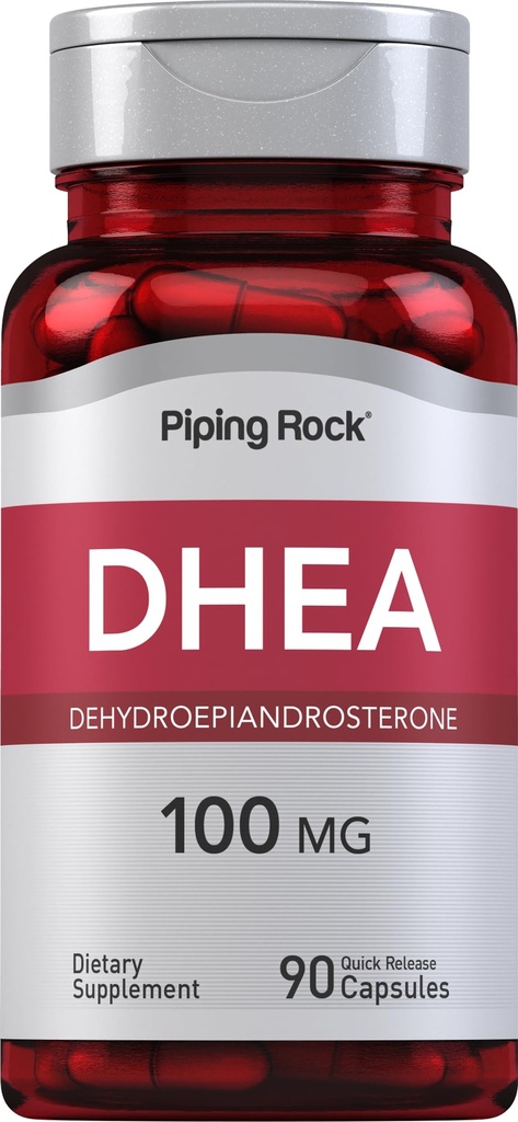 Piping Rock DHEA Ergänzung 100mg | für Männer und Frauen | 90 Kapseln | Dehydroepiandrosterone | Non-GMO, Glutenfrei