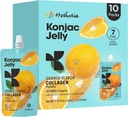 Hethstia Orange Jelly Konjac avec des peptides de collagène, 10 Pochettes Fruit Jelly Snacks, Jelly à faible teneur en calories avec vitamine C, sans sucre, kéto, sans gluten, collations légères sur le trajet