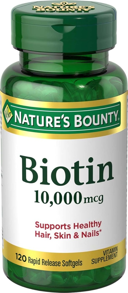 Nature's Bounty Biotin 10.000 mcg, Rapid Release Softgels 120 ea (Pack von 10)
