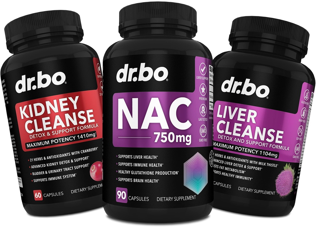Detox del fegato del rene di NAC - 750mg N Acetyl Cysteine Pure Vitamin Capsule - Formula di supporto del detox del rene del fegato giornaliero per la vescica, Integratori del tratto urinario della vescica & Thistle del latte