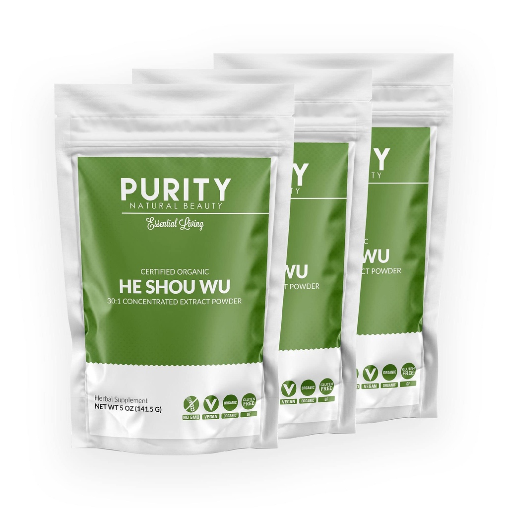 Certified Organic He Shou Wu - Large 5oz Tasche von 30:1 Konzentrat-Fo-ti - Organic Foti Extract- Fo ti He Shou Wu Organic (Pack von 3-15 Unzen)
