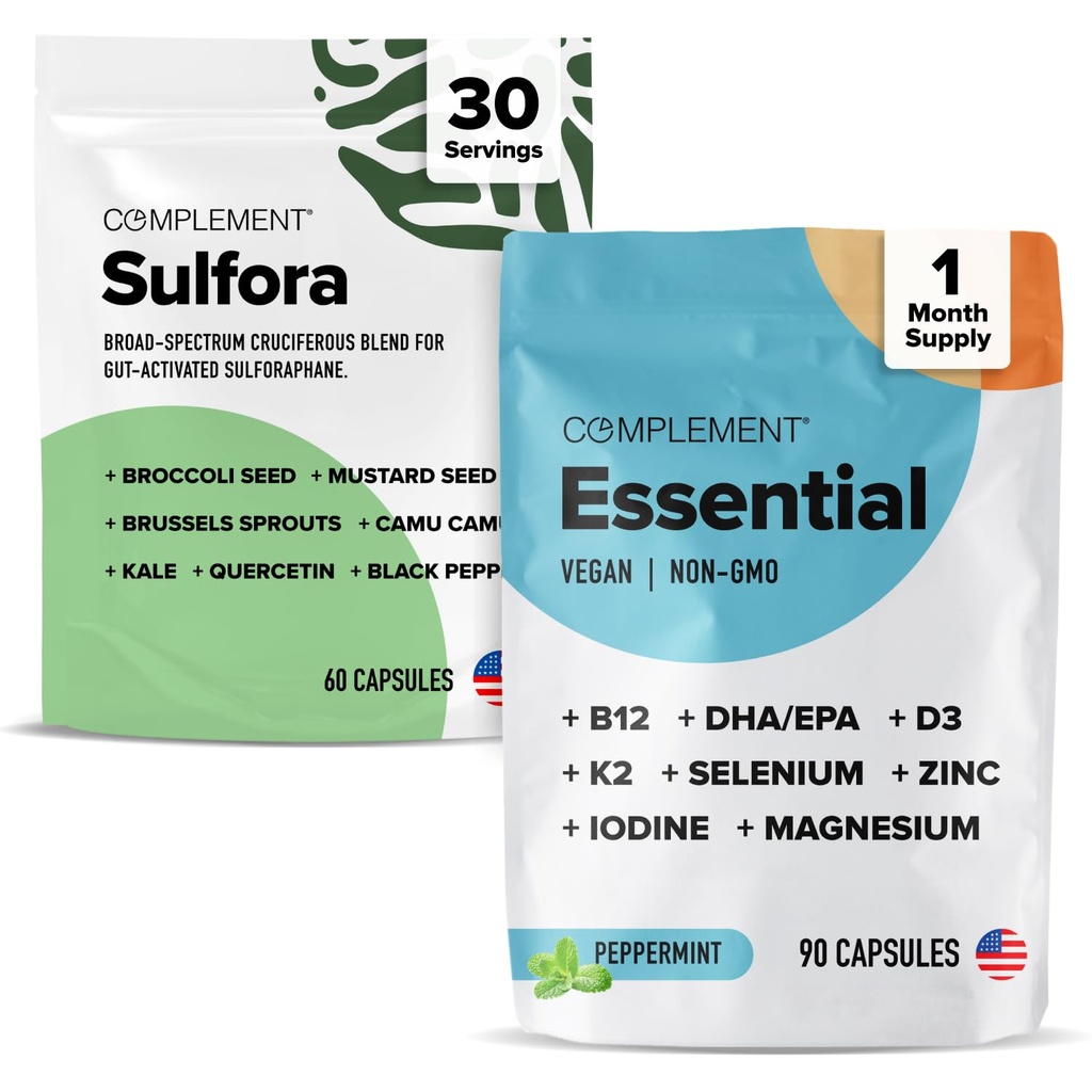 Complement Sulfora + Essential Multivitamin Bundle | Vegan Sulforaphane & Daily Plant-Based Nutrients for Cellular & Immune Health