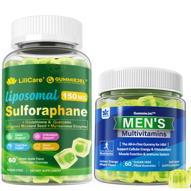 LILICARE 1 Pack Mens Multivitamins Gummies + Sulforaphane with Glutathione Gummies