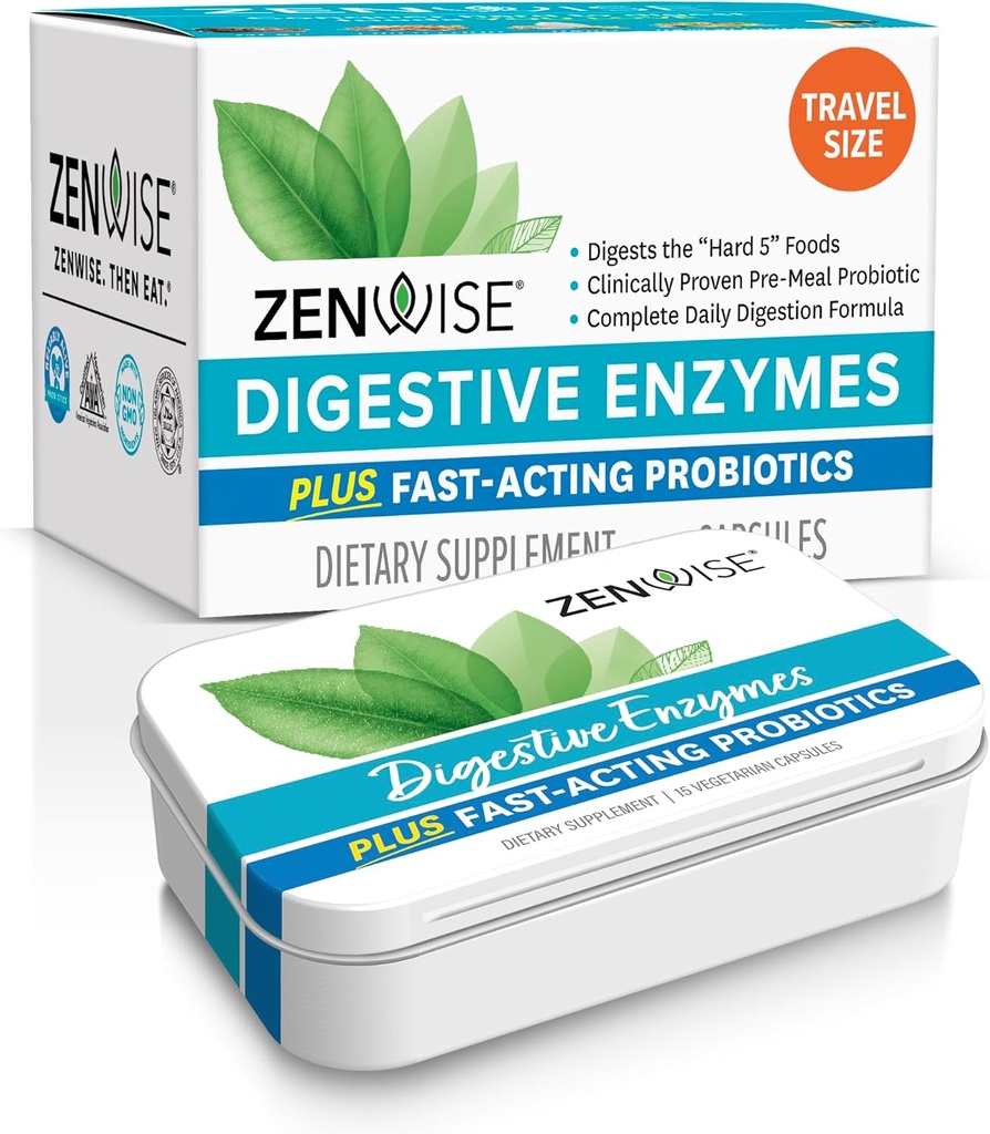 Zenwise Health Digestive Enzyme und Bromelain für Gut Health - Probiotische Multienzyme mit Präbiotika und Probiotika für Frauen und Männer für Verdauungs- und Bloating Relief für Verdauung -15 CT