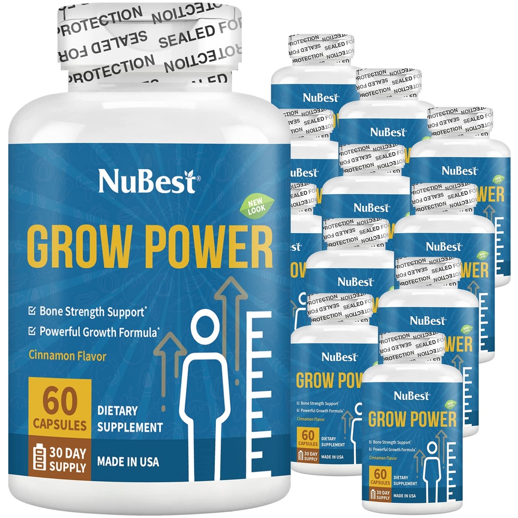 NuBest Grow Power - Potente Bone Strength Formula per bambini (10+) & Teens - Supporta la salute sana di uno, la salute generale con il calcio, la vitamina D3, il fosforo, il magnesio e altro - 12 Pack