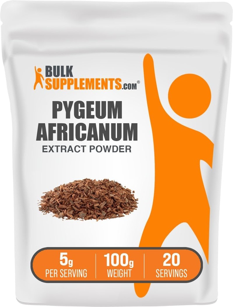 BulkSupplements.com Pygeum Africanum Extract Powder - from Pygeum Bark, Nutritional Supplement - Gluten Free - 5g per Serving, 100g (3.5 oz) (Pack of 1)