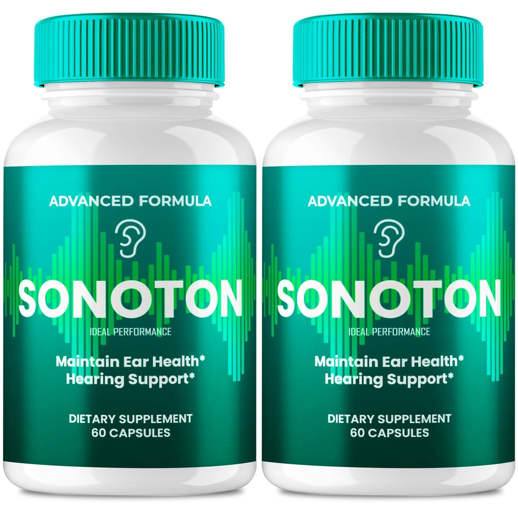 Sonoton Tinnitus Relief for Ringing Ears, Official Sonoton Tinnitus Capsules, Advanced Ear Health Support Supplement Pills, All Natural for Healthy Ringing Ear, Sono Ton Pills Reviews (2 Pack)