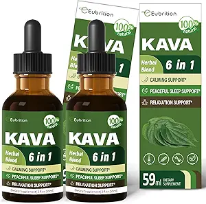 Kava Root Tropfen für Beruhigung & Relaxing Support, Natürliche Beruhigung & Schlaf Ergänzungen für Erwachsene mit Valerian, Kamillenextrakt, hohe Bioverfügbarkeit Flüssigkeit mit Basil fördert Entspannung. 4 oz