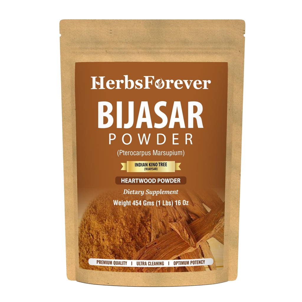Herbsforever Bijasar Powder – Pterocarpus Marsupium | 100% Pure & Natural, Non-GMO, Vegan | 230GMS Herbal Powder for Culinary & Traditional Use