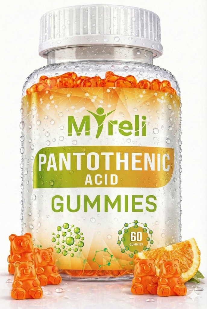 Pantothenic Acid Gummies - Vegetarian Vitamin B5 Supplement, D-Calcium Pantothenate Formula, Non-GMO, Gluten Free, 60 Chewables, Gelatin Free, Soy Free, Dairy Free, No Artificial Colors