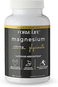Magnésium Glycinate 400 mg - 120 Comprimés - Haute Absorption, supplément mag pour les crampes de jambe, les muscles de l'ease, le cœur, calme, soutien stress, os et nerf santé, supplément de magnésium, Fabriqué aux États-Unis, végétalien