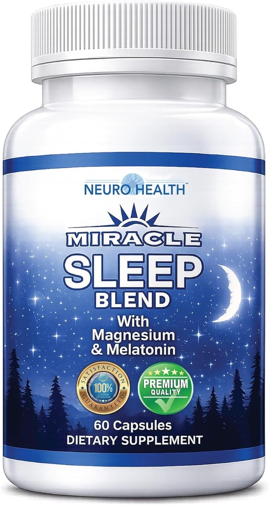 Neuro Health Sleep Plus Sleep Aid, with Magnesium, Melatonin and Ashwagandha, 60 Capsules (1 Bottle) Herbal Sleeping Pills for Adults | Vegetarian Sleep Pills | Non-Habit Forming / 5 HTTP/Chamomile