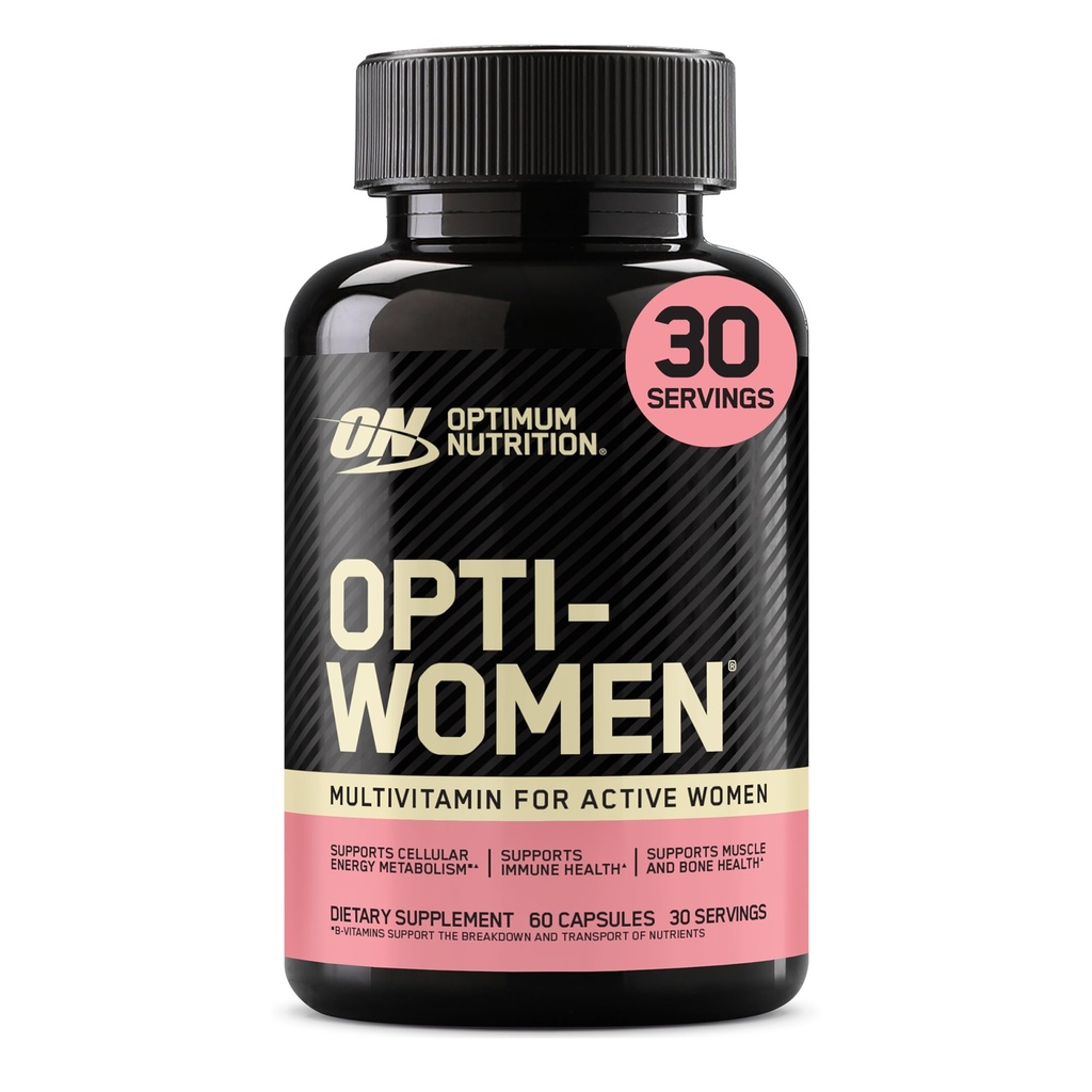 Optimum Nutrition Opti-Femmes Multivitamine quotidienne pour les femmes, supplément de soutien immunitaire avec le fer, 30 jours d'approvisionnement, 60 comte, (emballage mai Vary)