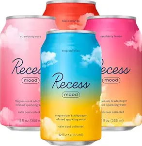 Recess Mood Magnesium & Adaptogen Getränk, Relaxation Getränke, 12 Unze (Paradise Sampler Variety Pack, 12 Pack)