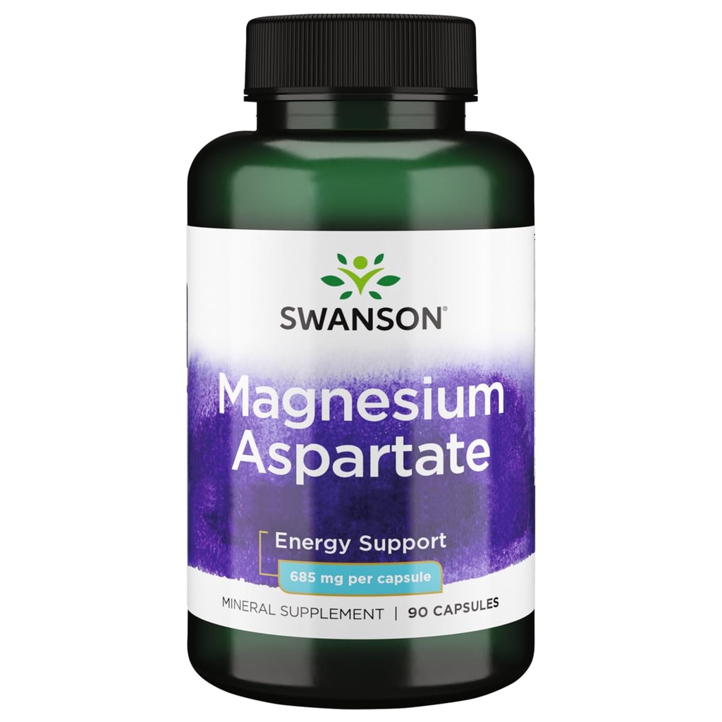 Swanson Magnesium Aspartate 685 Milligrams (133 Milligrams Elemental) 90 Capsules