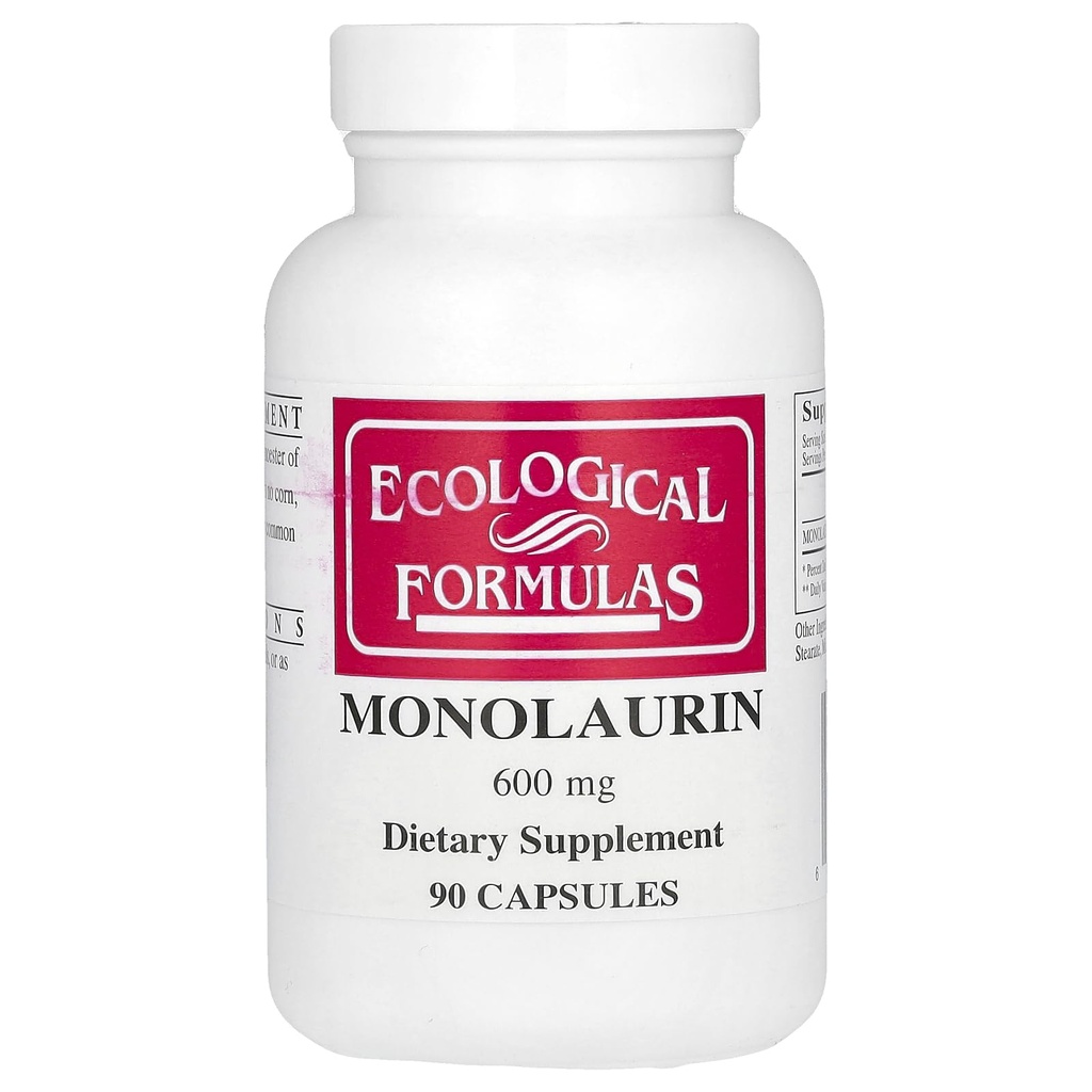 Ecological Formulas Monolaurin 600 mg, Creamy White,Capsule, 90 Count (MONOL-600-90)