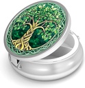 Pill Box-3 Compartiment petit étui de pilule pour la purse et la poche Mini porte-pilules métalliques Conteneur de pilules de voyage pour tenir des suppléments de vitamines sans BPA (Tree of Life)