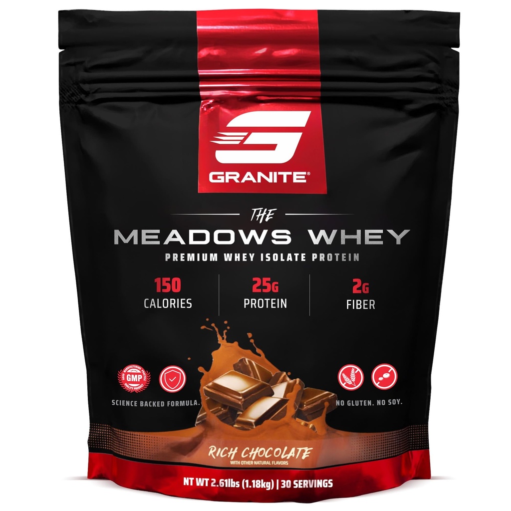 Integratori di granito La polvere proteica isolata di proteine di pascoli per il muscolo magro con 150 calorie, 2g fibra, 1g zucchero (30 porzioni), Ricco sapore di cioccolato