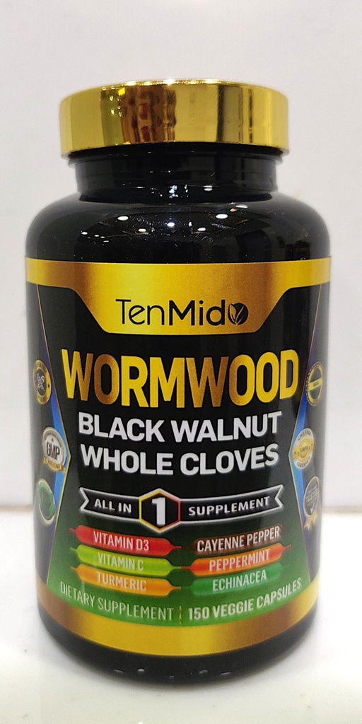 Wormwood Capsules Supplement für Männer und Frauen, 10in1 Formel mit Schwarz Walnuss, Ganze Tücher, Turmeric, Cayenne Pepper &amp; Mehr - Digestive, Immununterstützung - Nutrient Rich - 150 Kapseln