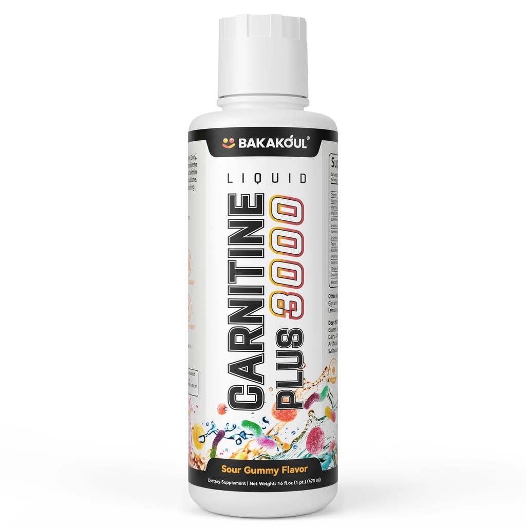 L Carnitine Supplement Liquid 3000, with BCAA Sports Supplements, Help Support Energy Boosts, Support Muscle, Efficient Formula with Acetyl Rapid Absorption, Sustained Energy, Sour Gummy Flavor