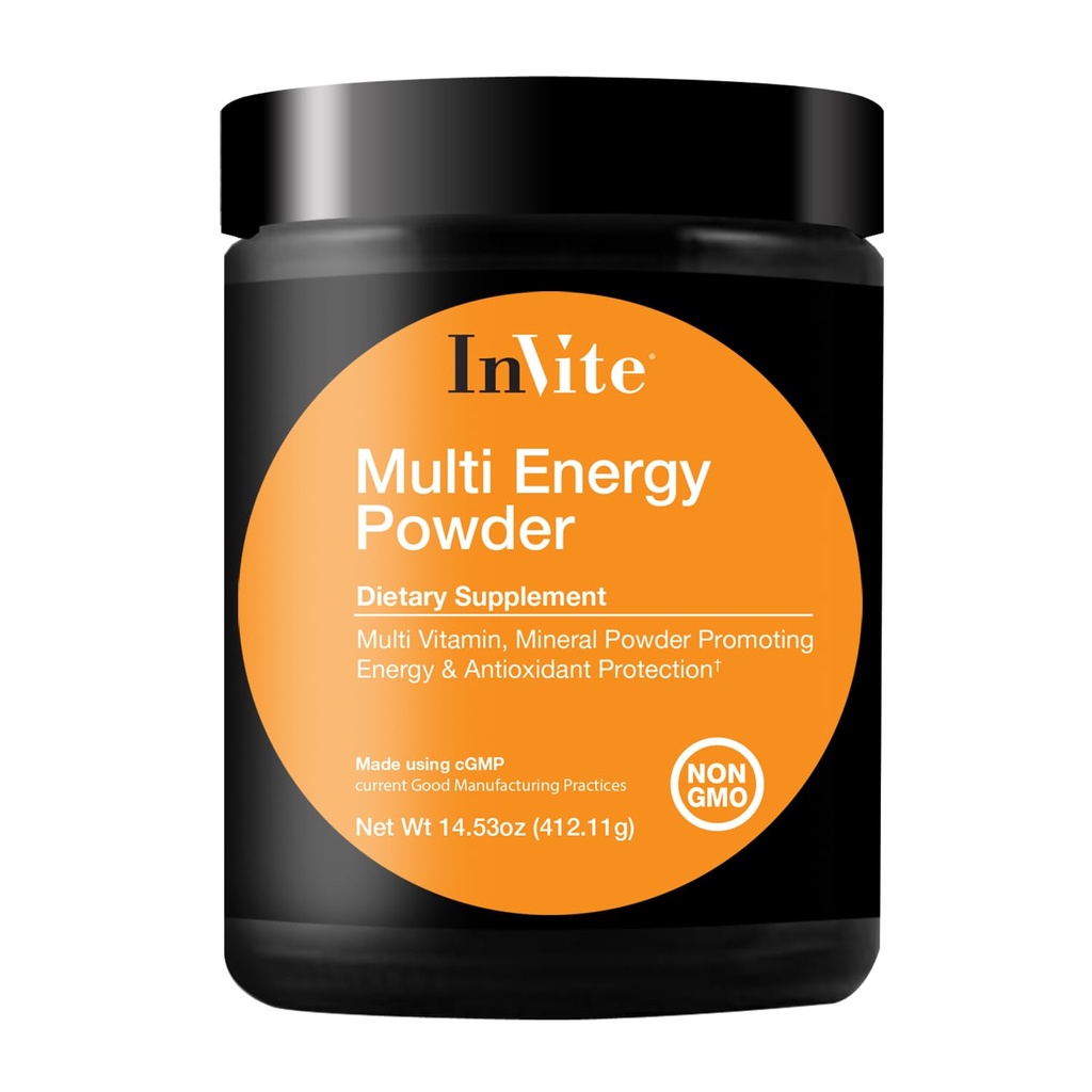 Invite Health Multi Energy Powder - Supports Energy and Metabolism – Contains Choline, Inositol, Lecithin, Calcium, Magnesium, Vitamin D3, Boron, Magnesium, Zinc, Vitamin C - 30 Servings (2-Pack)
