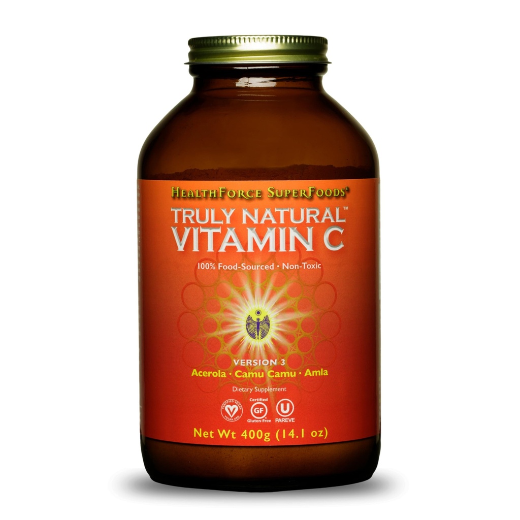 HEALTHFORCE SUPERFOODS Truly Natural Vitamin C - Immune Support Supplement with Camu Camu Berry - Vitamin C Supplement for Immune Health - Vegan, Non-GMO - 400 Grams, 67 Servings