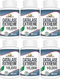 Rise-N-Shine Catalase Extreme Supplément 10 000 avec Saw Palmetto, Biotin, Fo-Ti, PABA - Suppléments capillaires pour cheveux forts - 360 Capsules - Pack de 6 (180 jours d'approvisionnement)