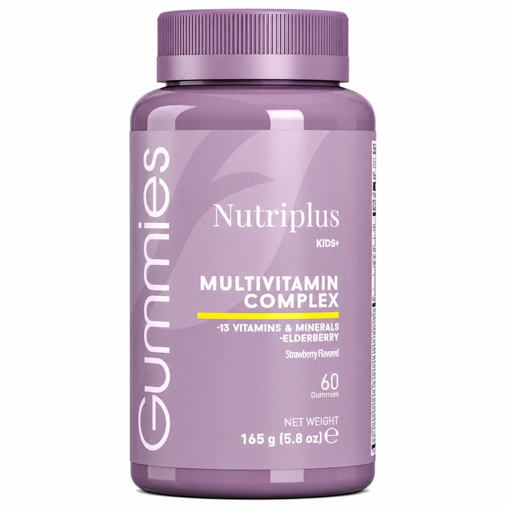 FARMASi Nutriplus Kids Multivitamin Gummies, 13 Vitamins and Minerals with Elderberry Extract, Strawberry Flavor, Vegan Gelatin Free, 60 Gummies, 5.8 oz